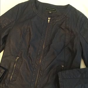 Metaphor navy faux leather MOTO jacket Med